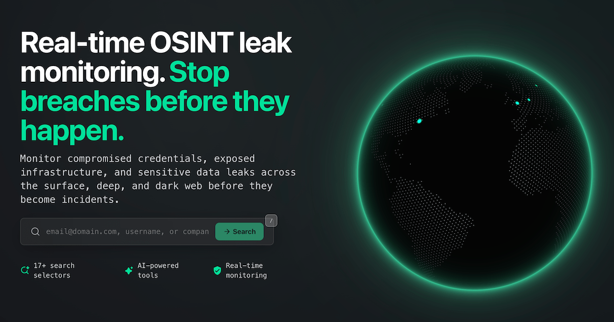 OSINTLeak – Breach Intelligence Platform & Stealer Log Search